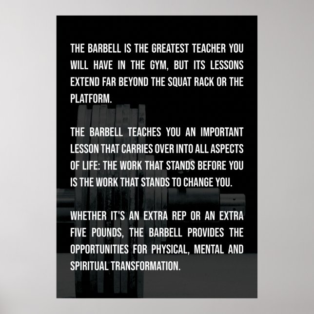Barbell Inspirational Words - Workout Motivational Poster (Front)