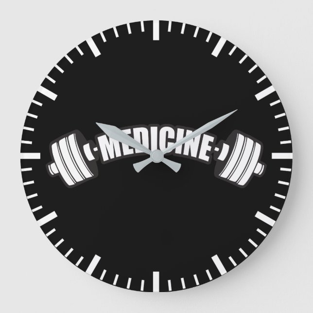 Barbell - Iron Medicine - Weight Lifting Gym Large Clock (Front)
