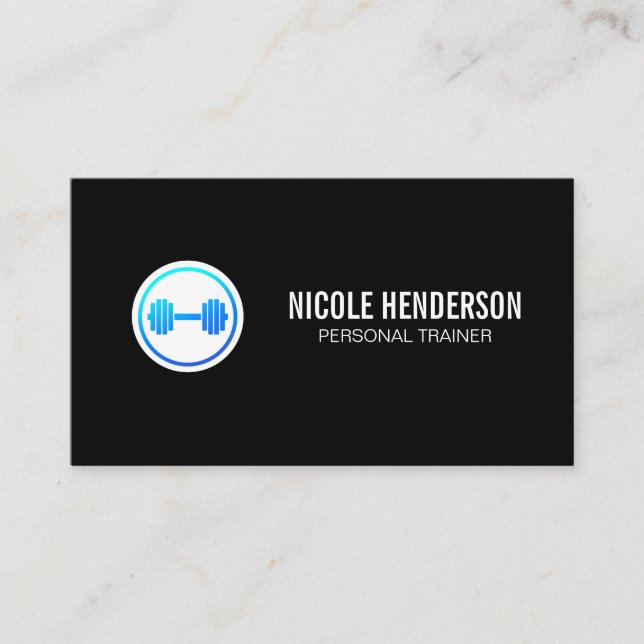 Barbell Logo | Health Fitness Business Card (Front)