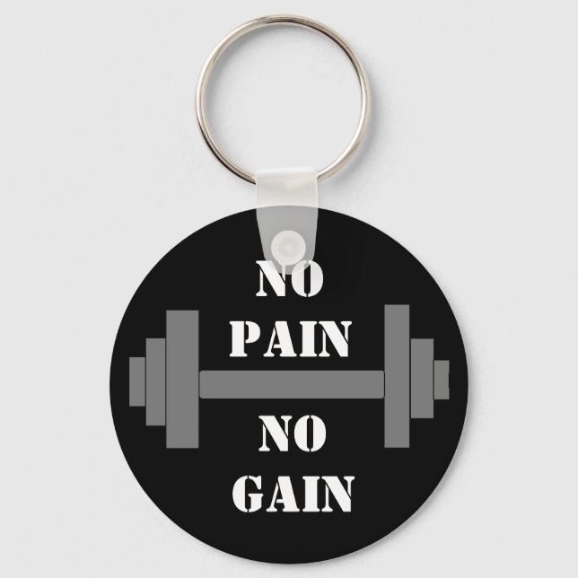 barbell NO PAIN NO GAIN Keychain (Front)