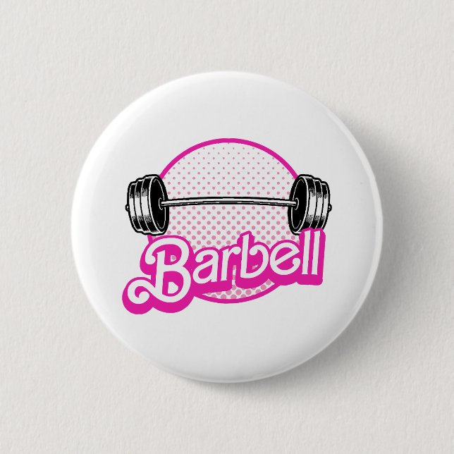 Barbell - pink 2 inch round button (Front)