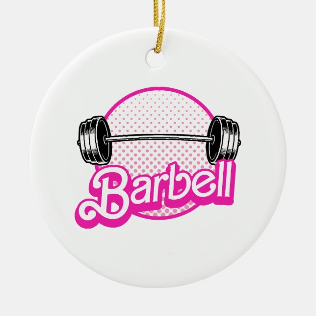 Barbell - pink ceramic ornament (Front)
