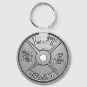 Barbell Plate - Lift Heavy Keychain