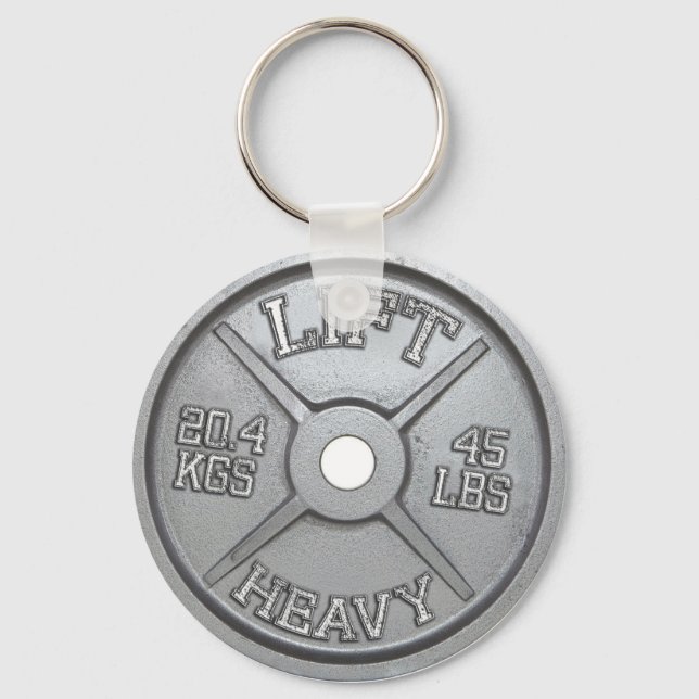 Barbell Plate - Lift Heavy Keychain (Front)