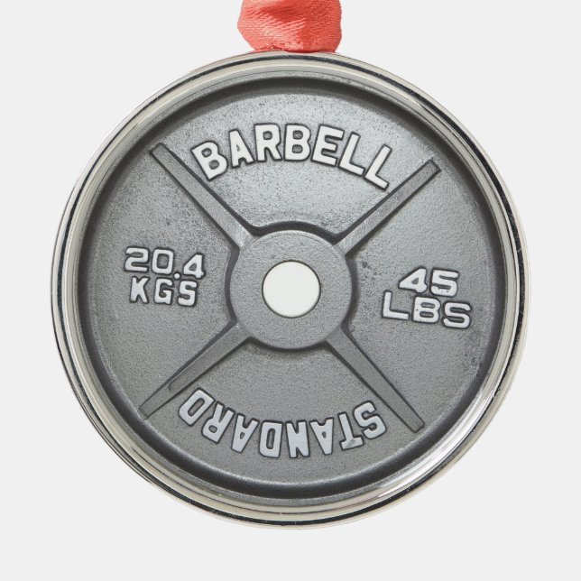 Barbell Plate Metal Ornament (Front)