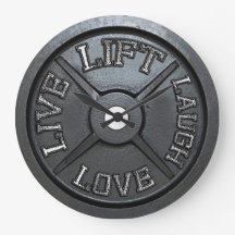 Barbell Plate Wall Clock - Lift, Live, Love, Laugh