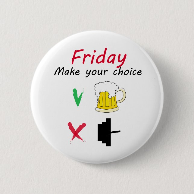 Barbell vs beer 2 inch round button (Front)
