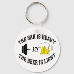 Barbell vs beer keychain