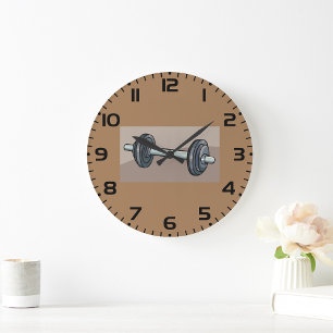 Barbell Weightlifting Gym Fitness Lover  Large Clock