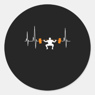 Barbell Weightlifting Heartbeat Bodybuilding Cool Classic Round Sticker