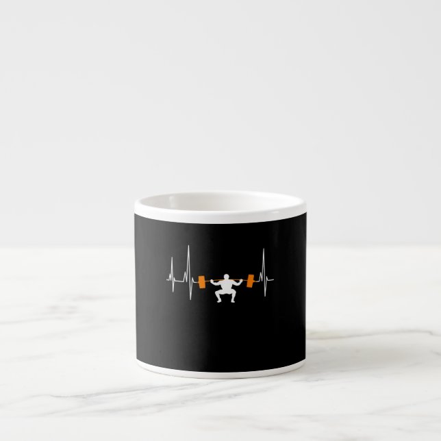 Barbell Weightlifting Heartbeat Bodybuilding Cool Espresso Cup (Front)