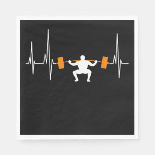 Barbell Weightlifting Heartbeat Bodybuilding Cool Napkin