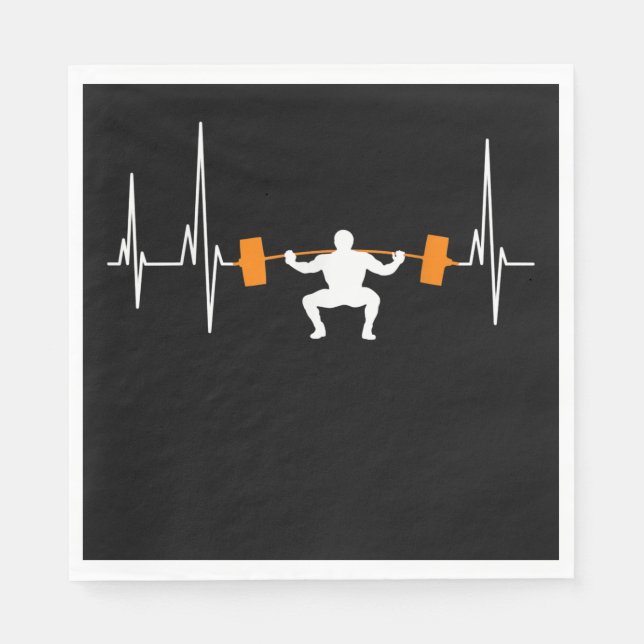 Barbell Weightlifting Heartbeat Bodybuilding Cool Napkin (Front)