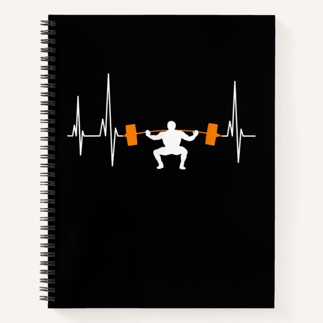 Barbell Weightlifting Heartbeat Bodybuilding Cool Notebook (Front)