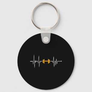 Barbell Weightlifting Heartbeat - Bodybuilding Keychain