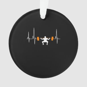 Barbell Weightlifting Heartbeat Bodybuilding Ornament