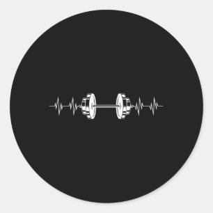 Barbell Weightlifting Heartbeat Funny Ekg Bodybuil Classic Round Sticker