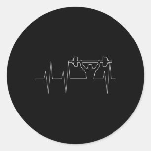 Barbell Weightlifting Heartbeat Shirt - Bodybuildi Classic Round Sticker