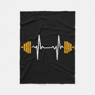Barbell Weightlifting Heartbeat Shirt - Bodybuildi Fleece Blanket