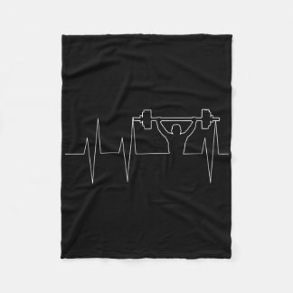 Barbell Weightlifting Heartbeat Shirt - Bodybuildi Fleece Blanket