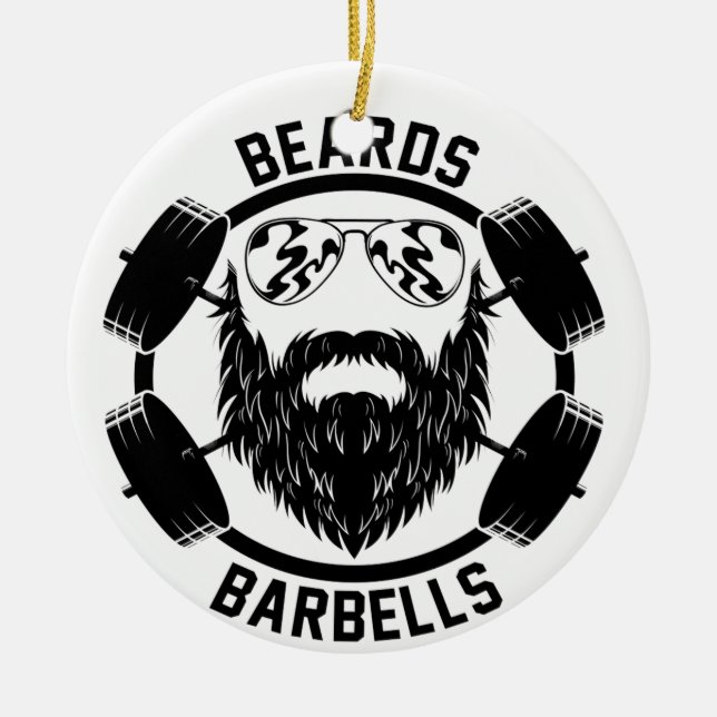 barbells beards ceramic ornament (Front)