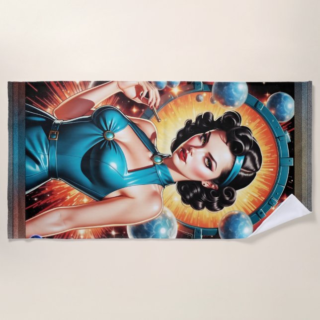 Barbenheimer Retro Fusion Atomic Age Fashion Beach Towel (Front)