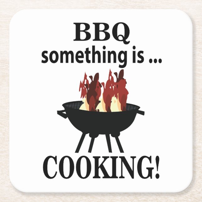 Barbeque Cook Chef Funny BBQ  Square Paper Coaster (Front)