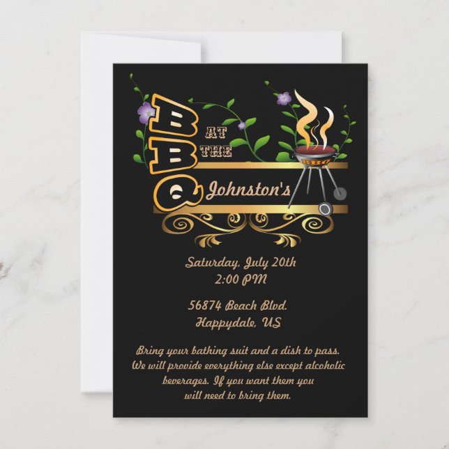 Barbeque Cook Out Party Invitation (Front)