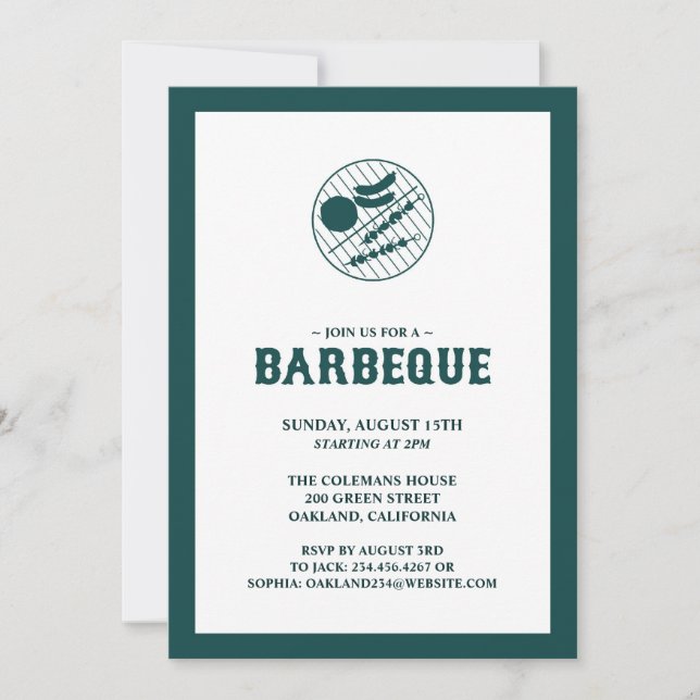Barbeque Grill Flat Invitation Card (Front)