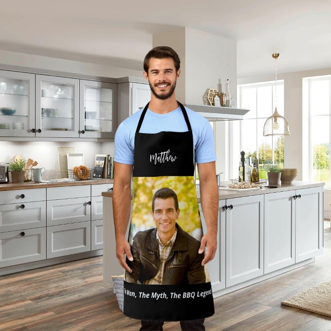 Barbeque legend man myth name photo apron (Creator Uploaded)