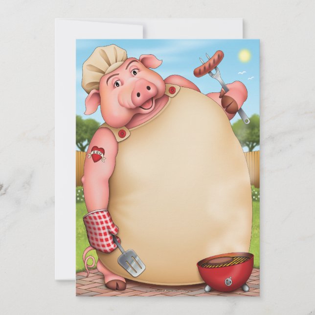 Barbeque Party Invitations, BBQ Stationery Invitation (Front)