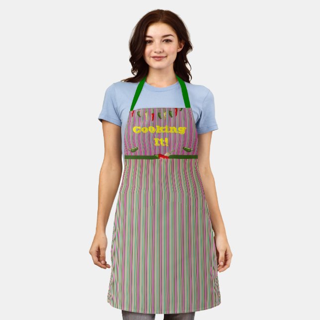 Barbequing Baking Styliish Hot Peppers Apron (Worn)