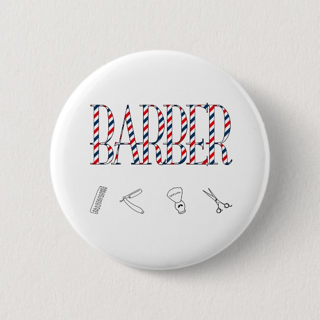 Barber 2 Inch Round Button (Front)