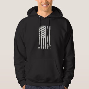 Barber American Flag Hairdresser Patriotic Vintage Hoodie