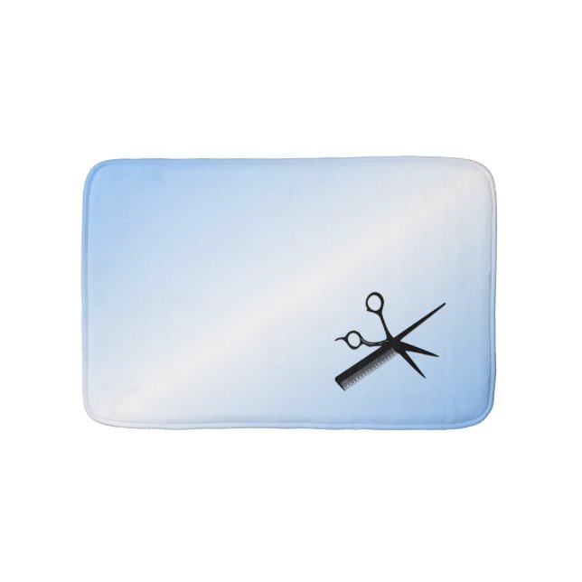Barber Beautician Design Blue Bath Mat (Front)