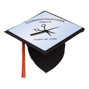 Barber Beautician Design Blue Graduation Cap Topper