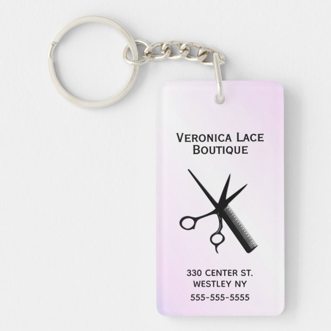 Barber Beautician Design Blue Keychain (Front)