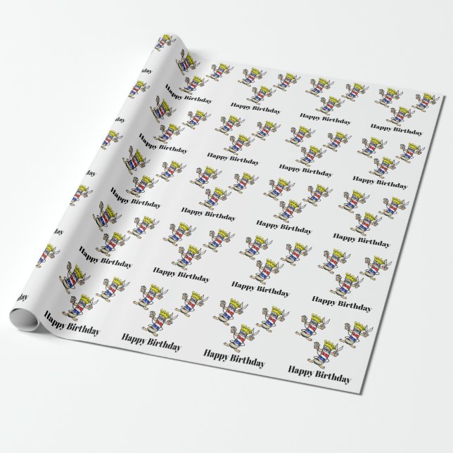 Barber Birthday Wrapping Paper (Unrolled)
