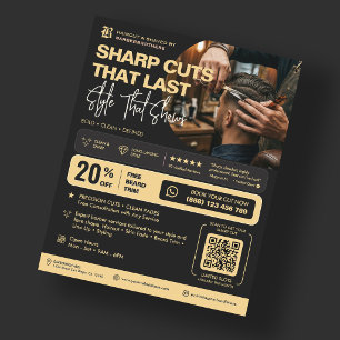 Barber Black Elegant Barbershop Promo Flyer