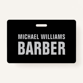 Barber Black Grey Bold Typography Badge