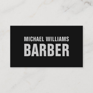 Barber Black Grey Bold Typography Business Card