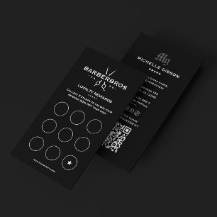 Barber Black Minimal Scissors Barbershop Loyalty Card
