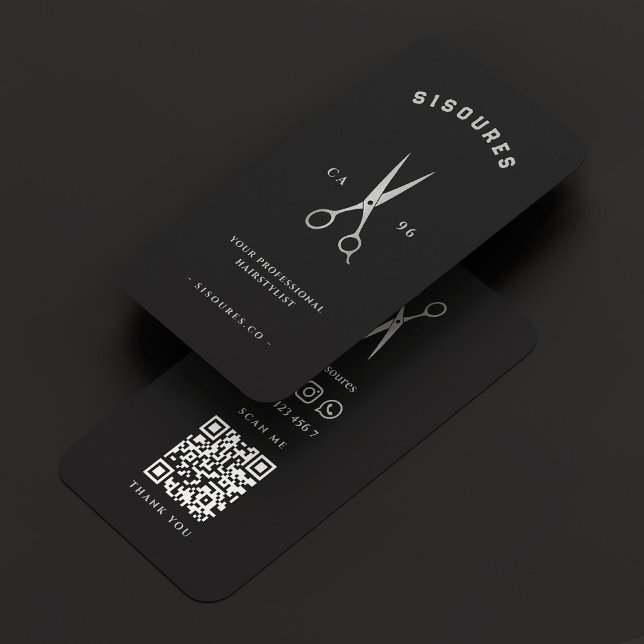 Barber Black Silver Scissors Barbershop Minimal Business Card (Barber Black Silver Scissors Barbershop Minimal Business Card
)