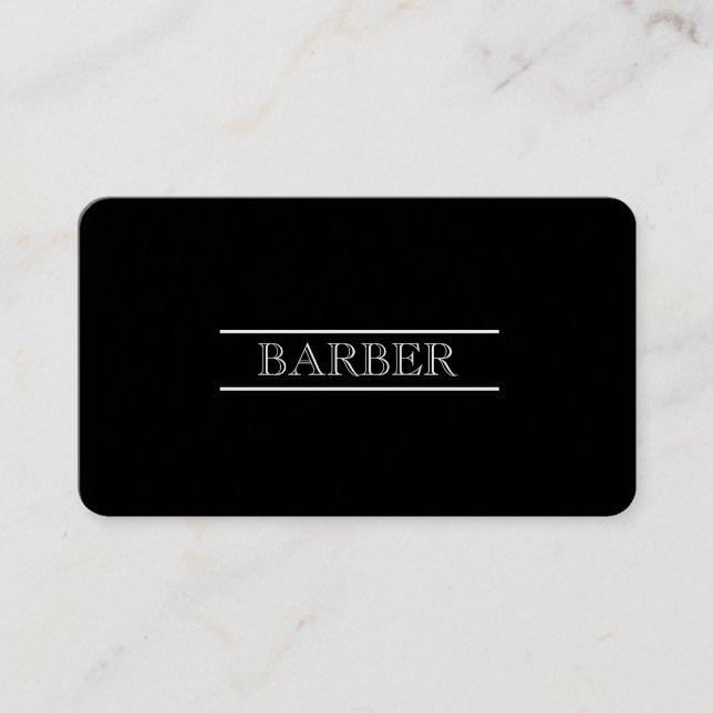 Barber Black & White Modern Professional Simple Business Card (Front)