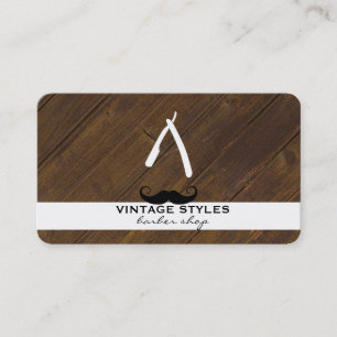 Barber Blade Wood and Moustache Business Card