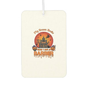 Barber Broom Broke Halloween Pumpkin Clipper Haunt Air Freshener