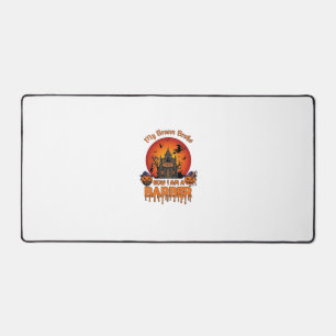 Barber Broom Broke Halloween Pumpkin Clipper Haunt Desk Mat