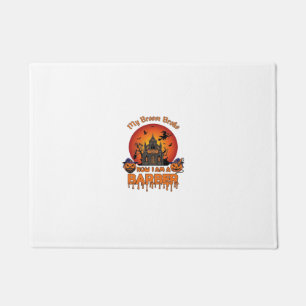 Barber Broom Broke Halloween Pumpkin Clipper Haunt Doormat