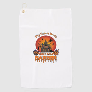 Barber Broom Broke Halloween Pumpkin Clipper Haunt Golf Towel