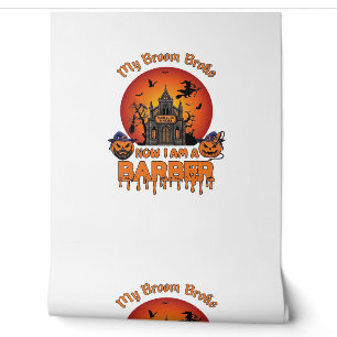 Barber Broom Broke Halloween Pumpkin Clipper Haunt Wallpaper